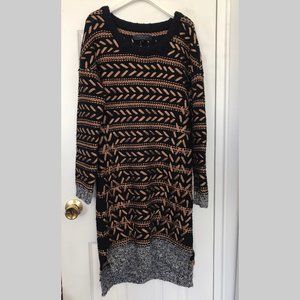 Lambswool Sweater Knit Dress Chevron Metallic